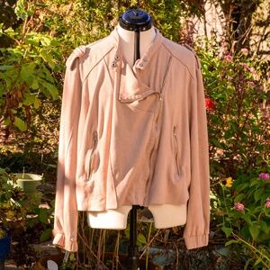 Blank NYC Tan Faux-Suede Moto Jacket